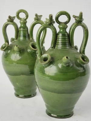 Pair of Early 20th Century Spanish Green Glazed Decorative Jug 13½"