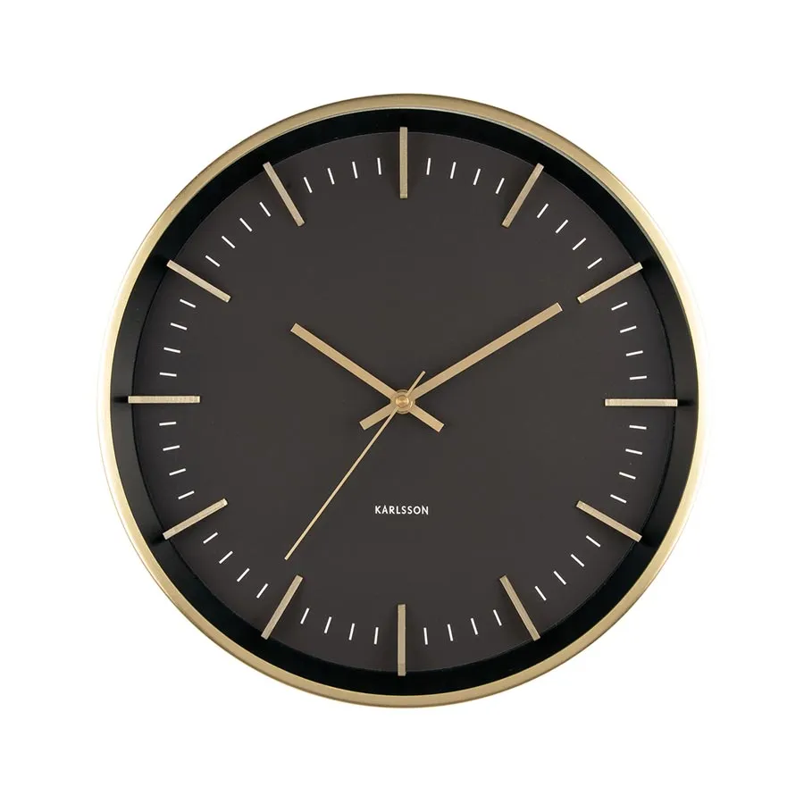 Raised Batons Wall Clock - Black/Gold (35cm)