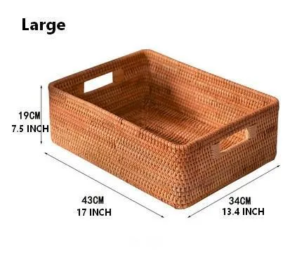 Rattan Storage Baskets for Kitchen, Rectangular Storage Baskets for Pantry, Storage Baskets for Shelves, Woven Storage Baskets for Bathroom