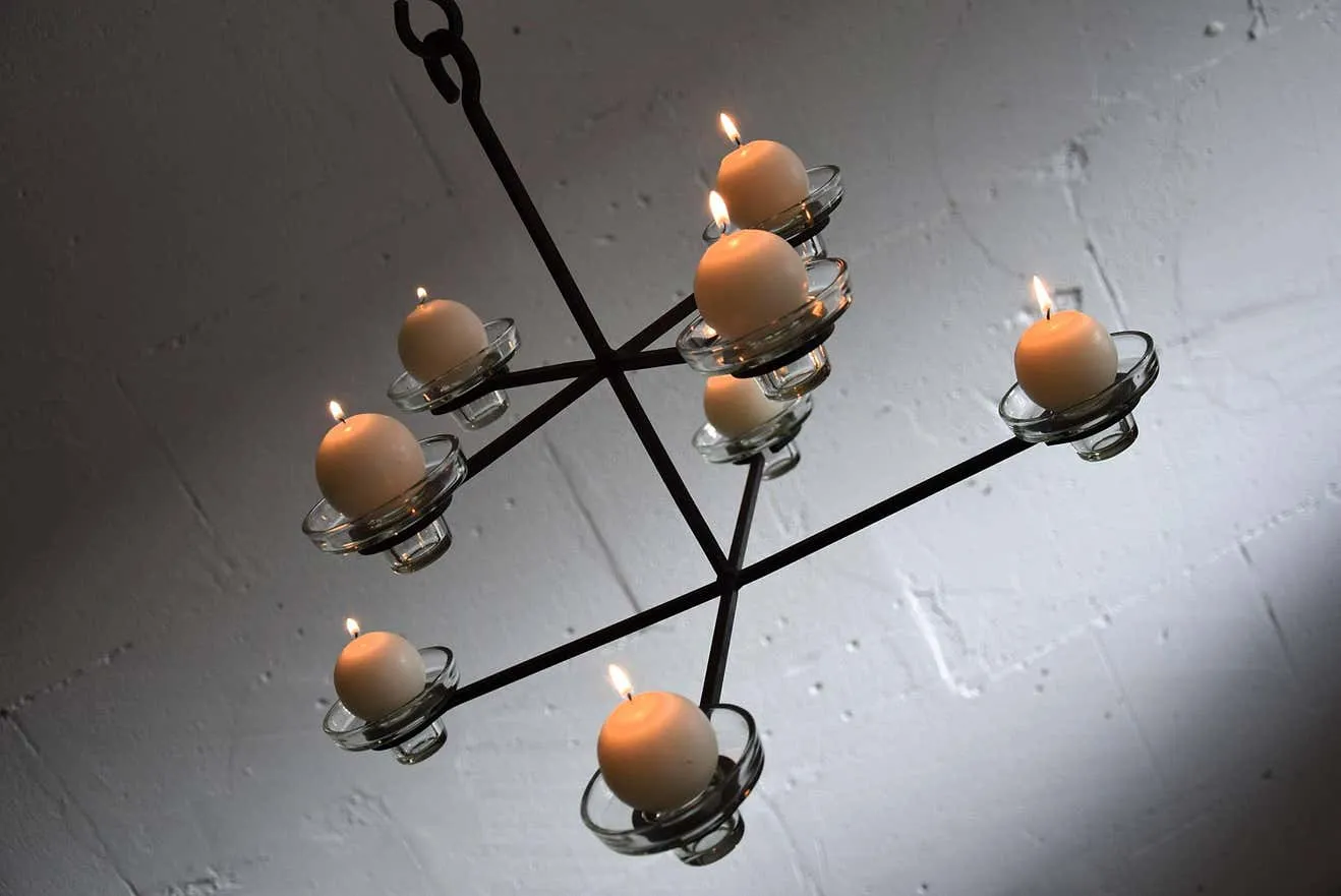 Scandinavian Mid-Century Modern Chandelier Erik Hoglund Attributed