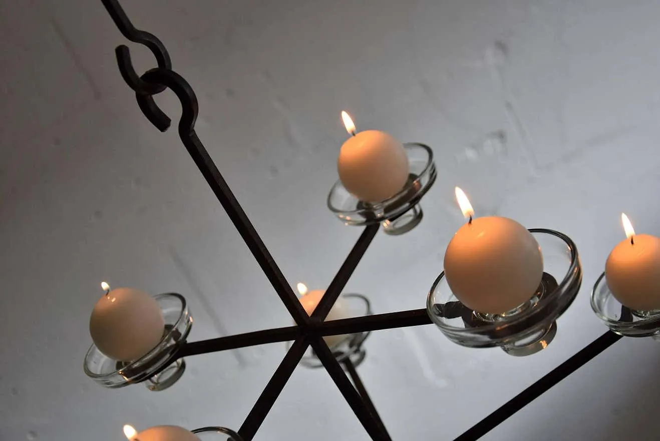 Scandinavian Mid-Century Modern Chandelier Erik Hoglund Attributed