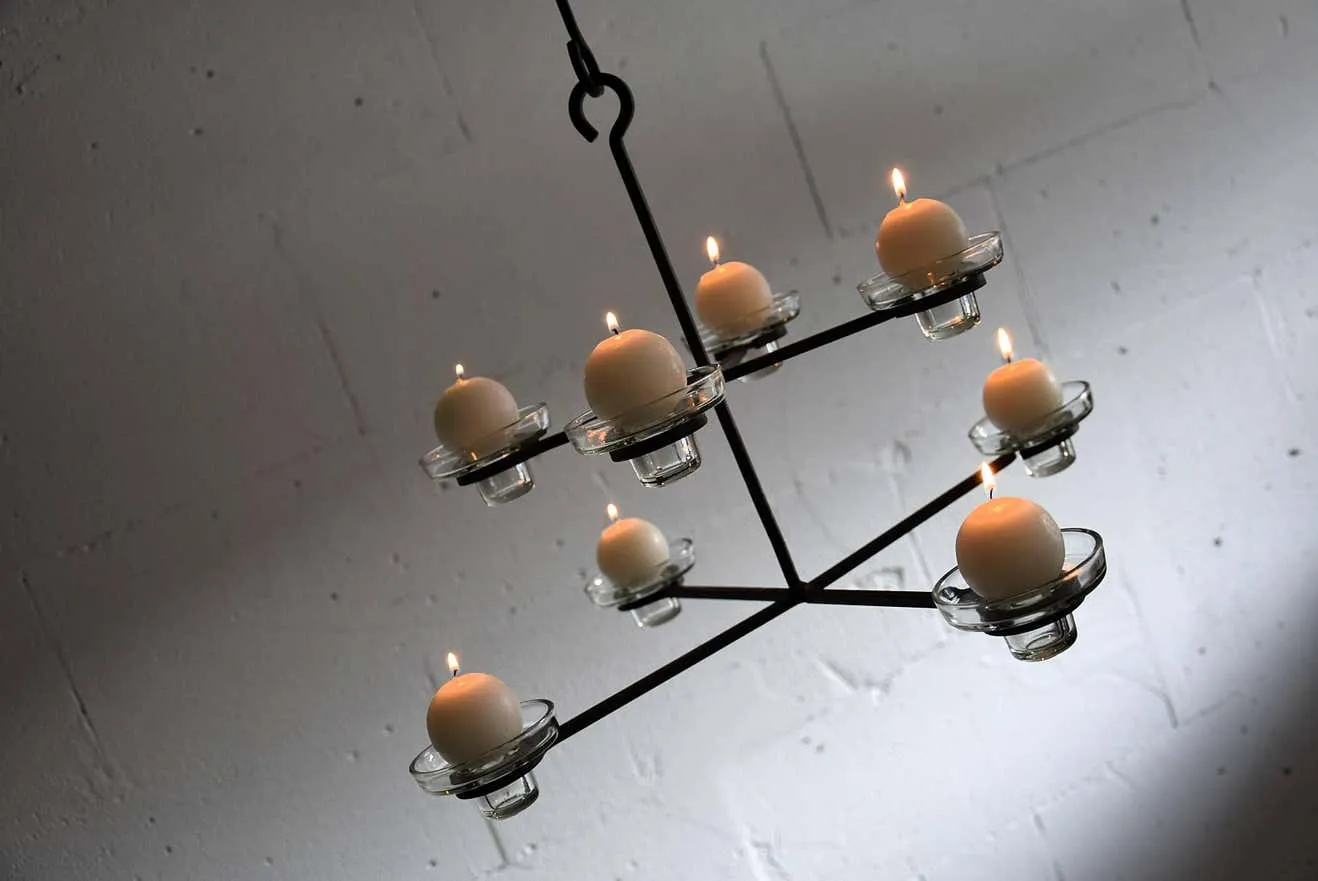 Scandinavian Mid-Century Modern Chandelier Erik Hoglund Attributed