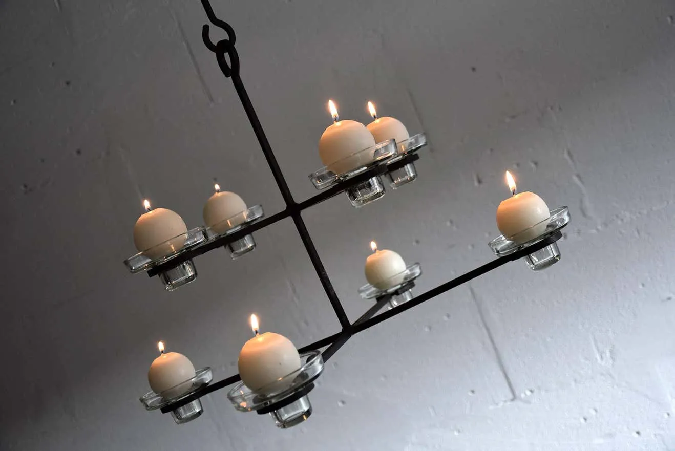 Scandinavian Mid-Century Modern Chandelier Erik Hoglund Attributed