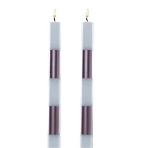 Set of 2 Mauve Stripe Candles