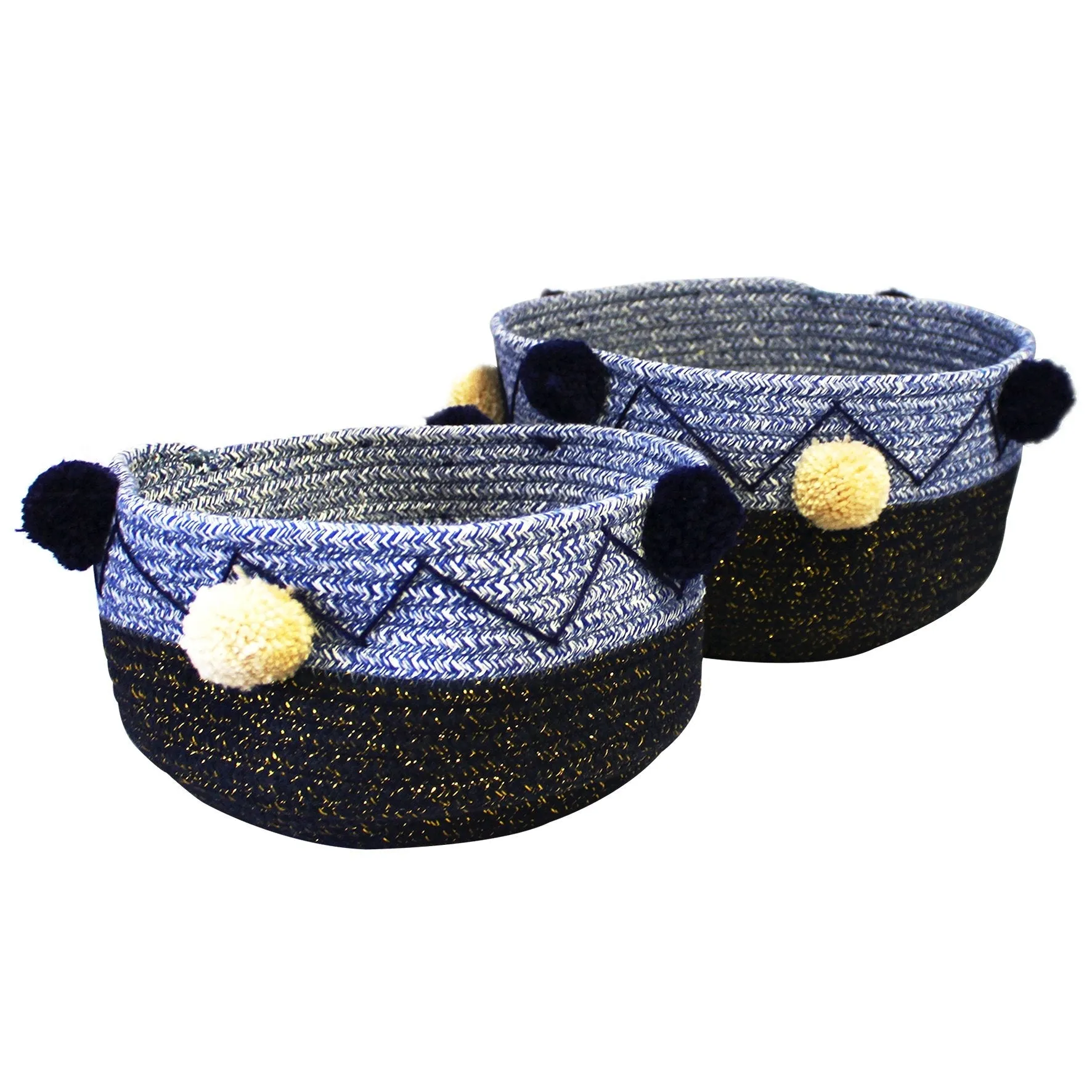 Set Of 2 Navy Rope Baskets