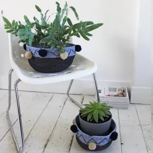 Set Of 2 Navy Rope Baskets