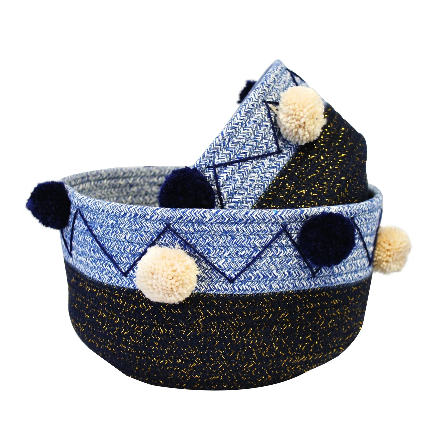 Set Of 2 Navy Rope Baskets