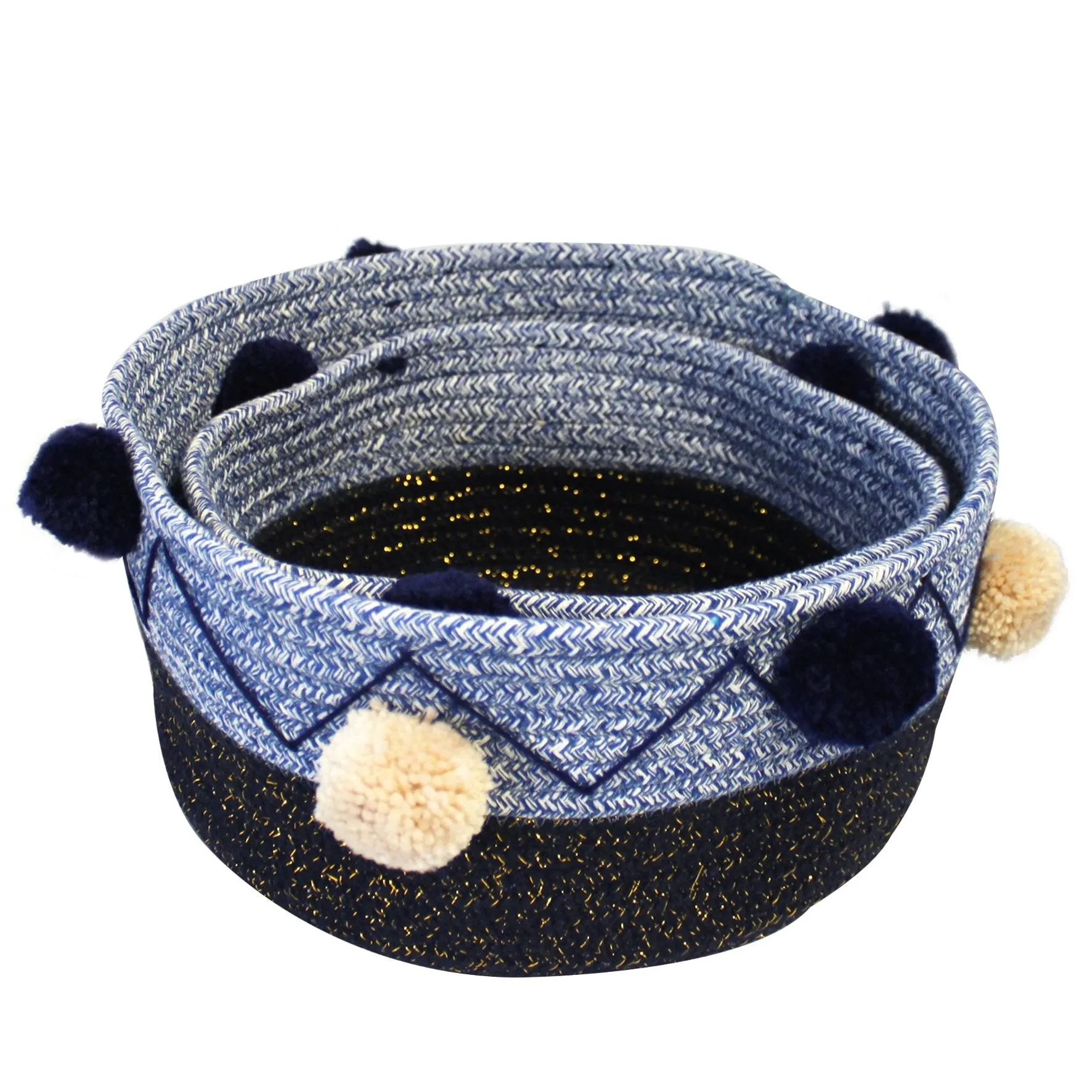 Set Of 2 Navy Rope Baskets