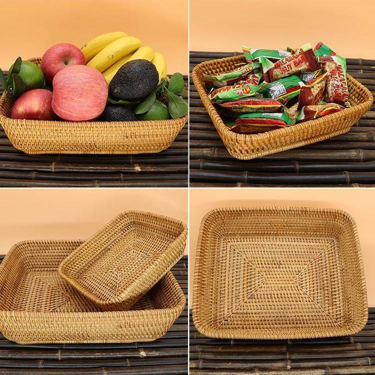 Small Rattan Storage Baskets, Storage Baskets for Shelves, Kitchen Storage Basket, Woven Storage Baskets for Bathroom