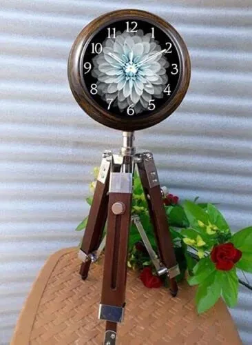 Stand Clock Wooden Antique Table Desk for Home Office Decor Brown 18 Inch