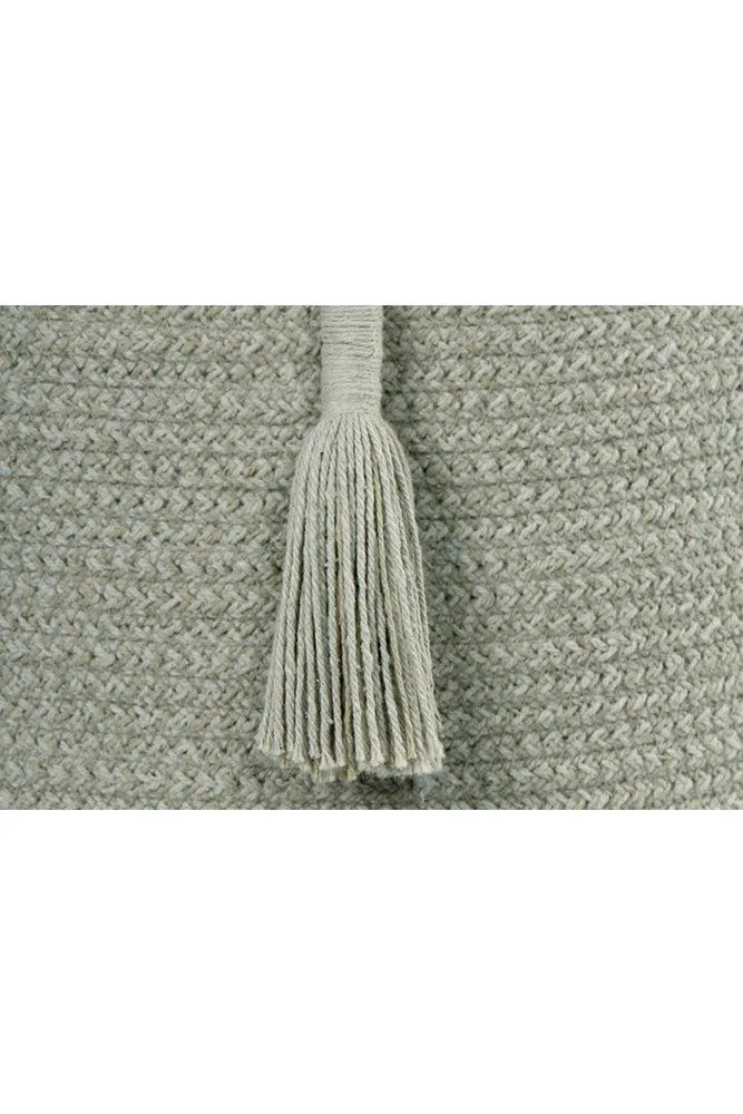 STORAGE BASKET FRINGES WOODY OLIVE