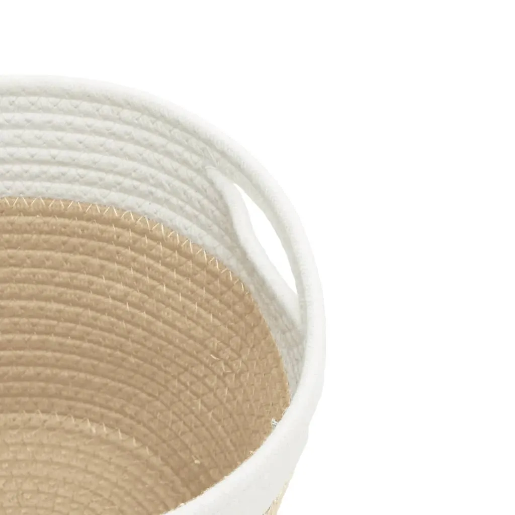 Storage Baskets 2 pcs Beige and White Ø24x18 cm Cotton