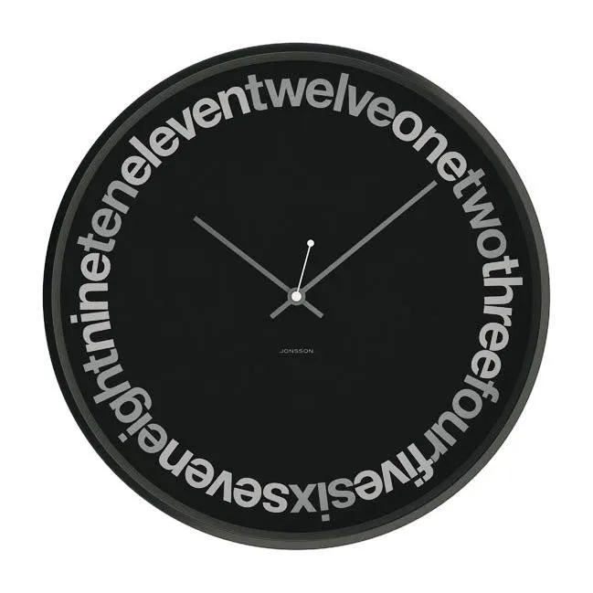 Text Wall Clock - Black (30cm)