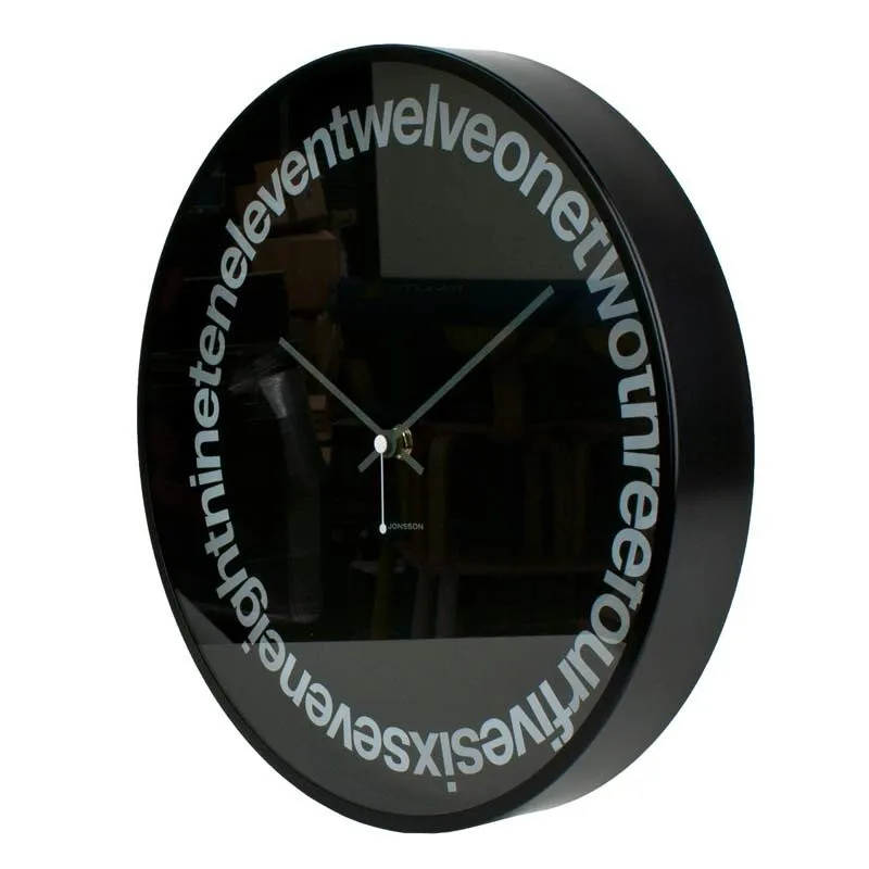 Text Wall Clock - Black (30cm)