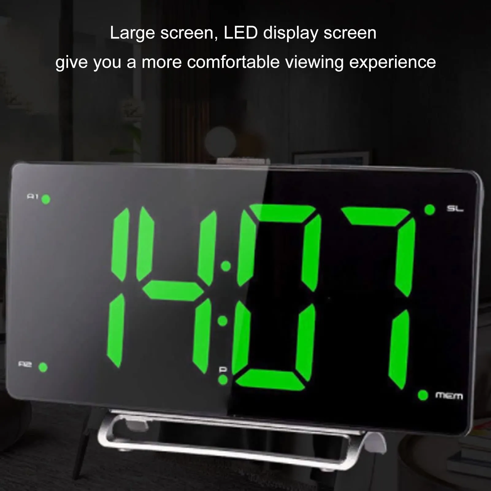 TUORE Desk Clock, LED Clock Large Screen Mute Design 9 Lighting Modes for Office for Bedroom for Dormitory