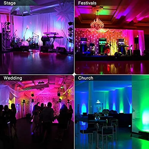 U`King LED Par Lights DJ Stage Light RGB 36 LED with Sound Activated Remote 2 Pac