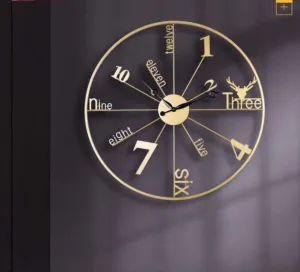 Unique Design Minimalist Wall Clock (Golden)