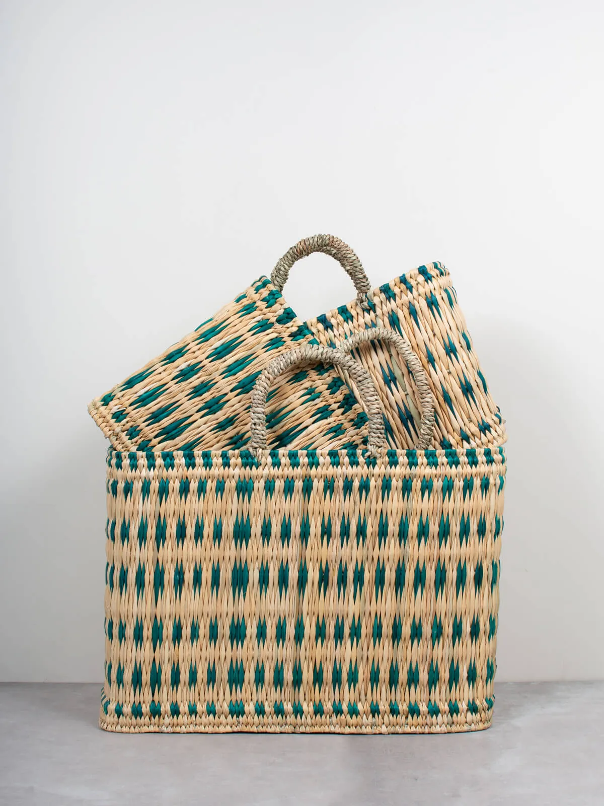 Woven Reed Basket, Green