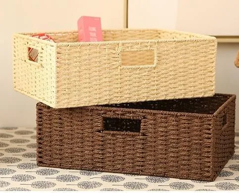 Woven Straw basket, Storage Basket, Rectangle Basket, Picnic Basket