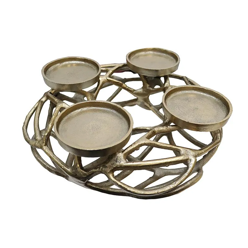 Wreath Candle Holder - Gold